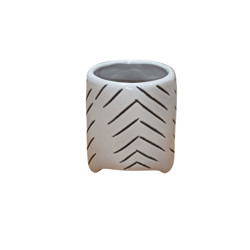 Succulent Footed Pot Dots & Grey