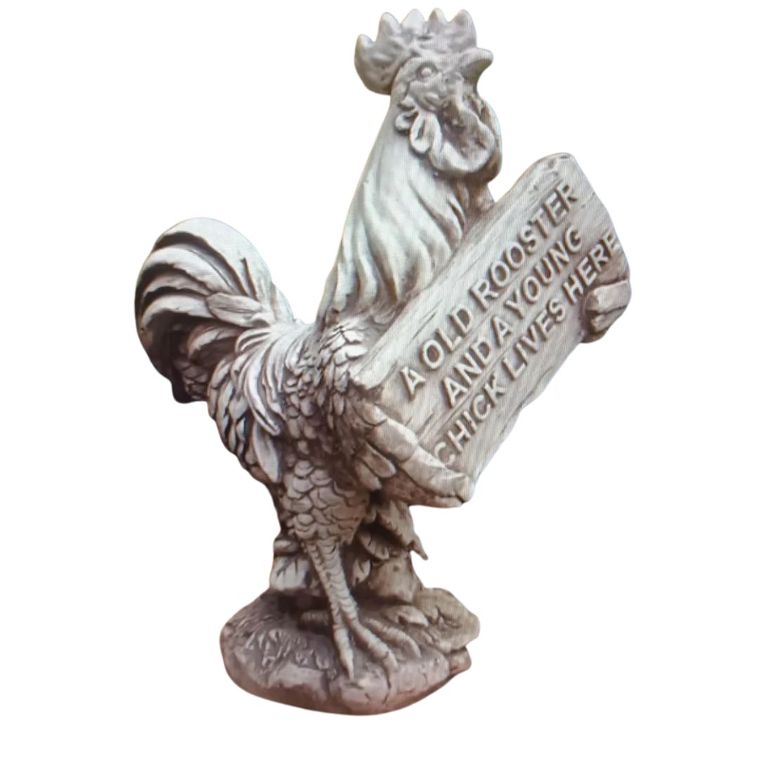 Old Rooster & Young Chick Staute 40x 28x54cm