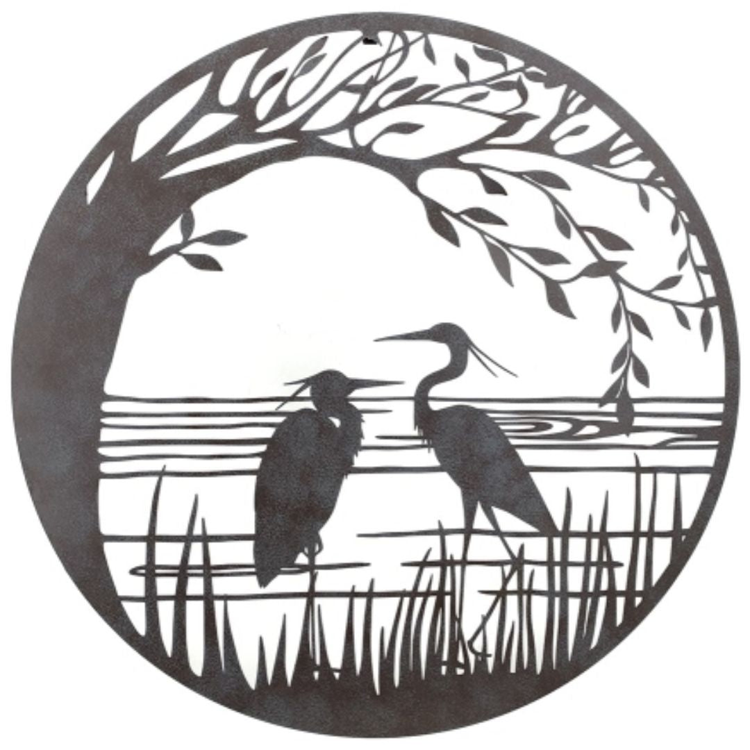 Herons Beside The Lake Wall Art 80cm