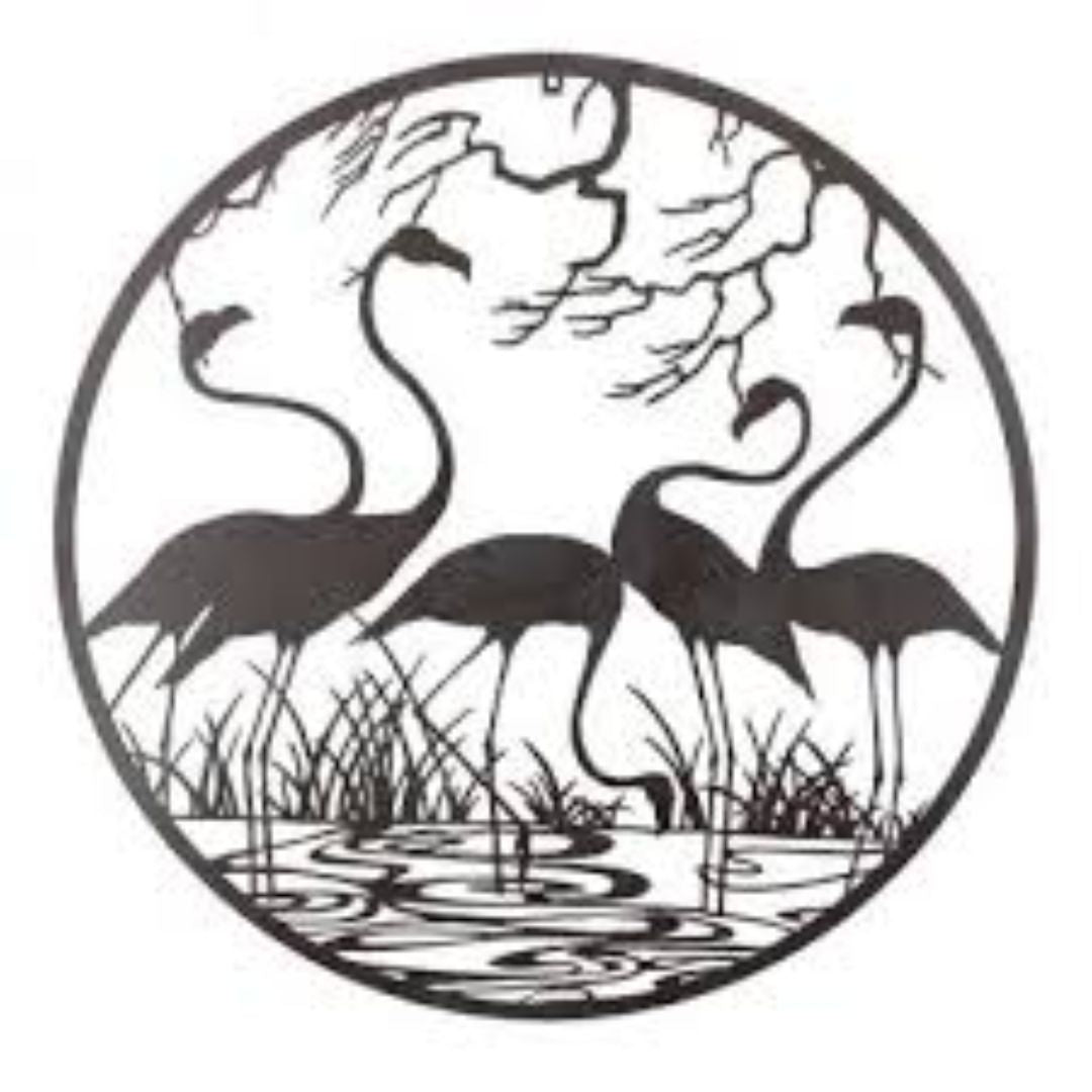 Flamingoes In Lake Wall Art