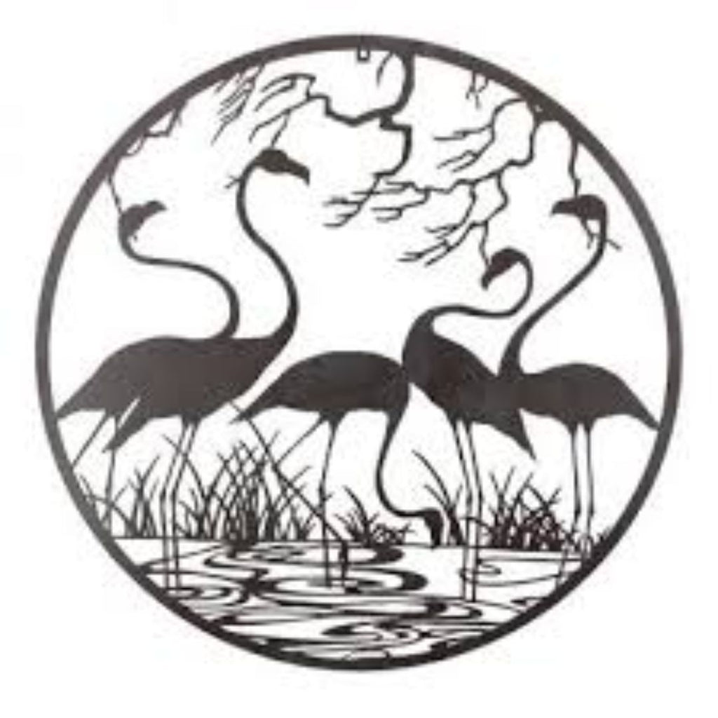 Flamingoes In Lake Wall Art