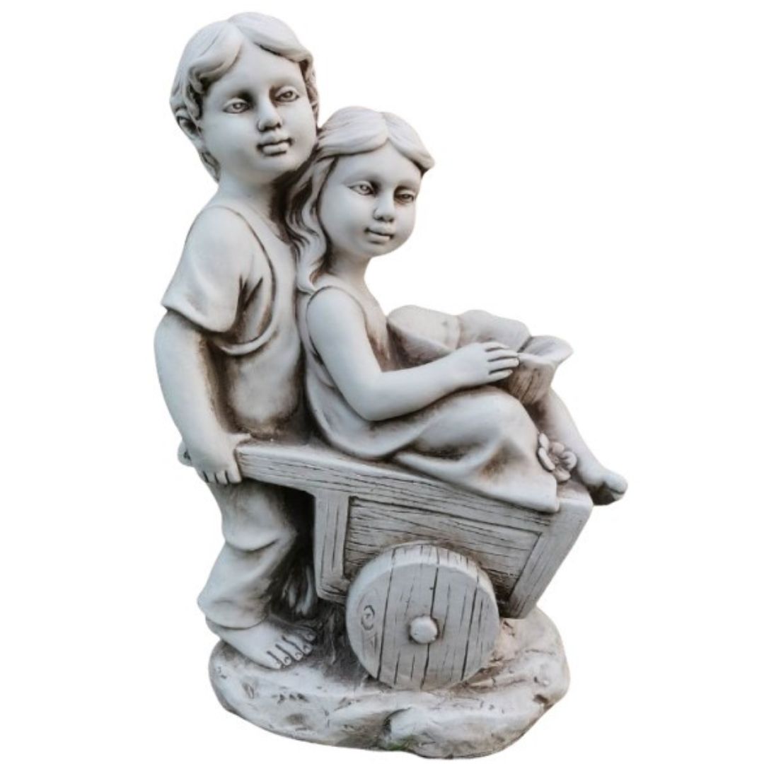 Boy & Girl With Cart 35x21x53cm 
