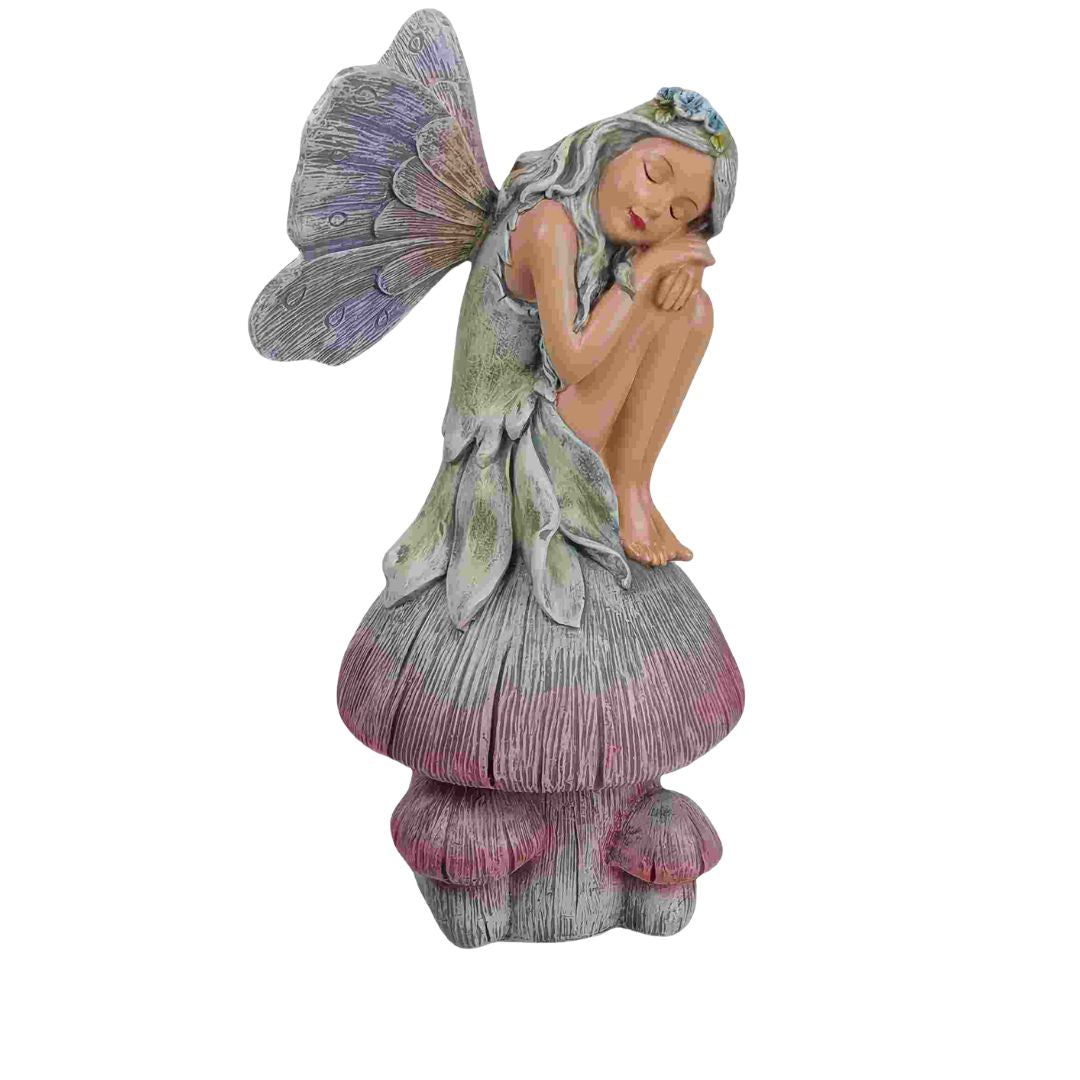Fairy Snoozing On Mushroom - 16.5x14.5x31.5cm 