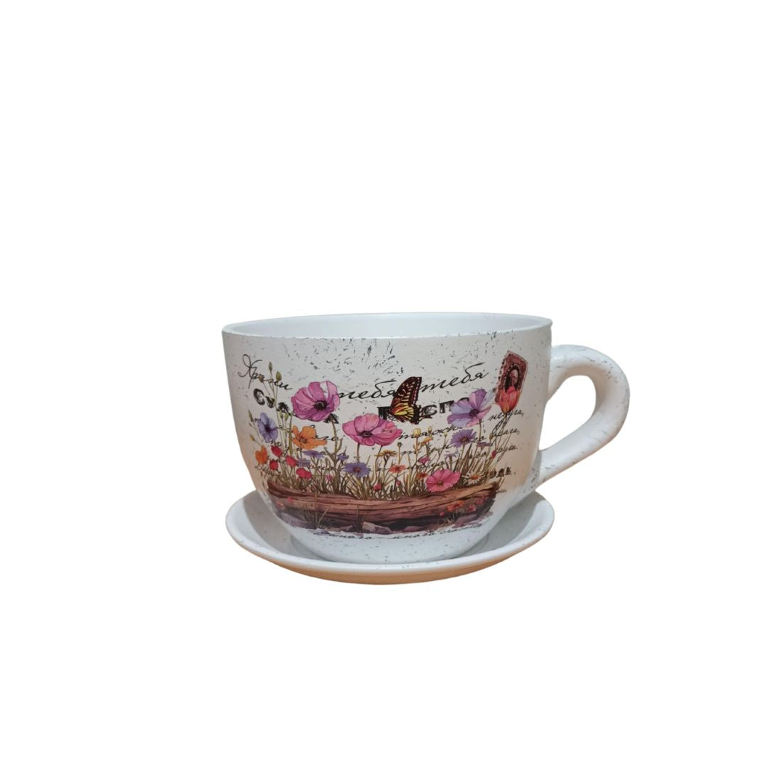 Tea Cup Pot Floral 190 X 150 X 110mm