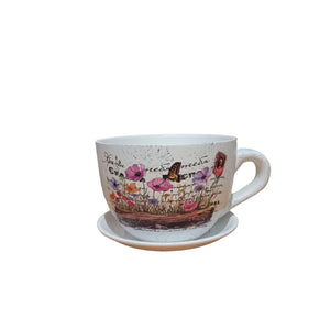 Tea Cup Pot Floral 190 X 150 X 110mm