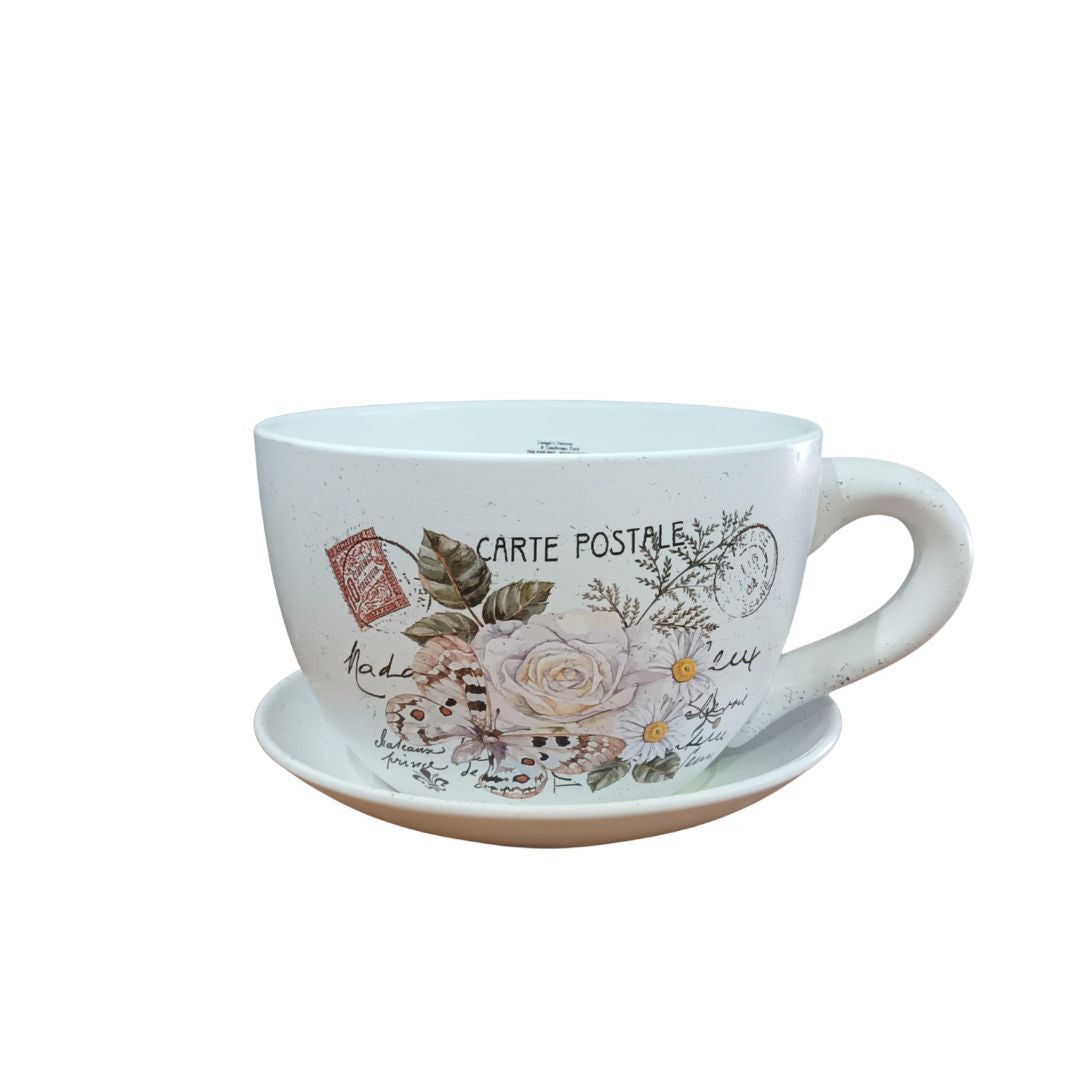 Tea Cup Pot Single Rose 29x22.5x16cm