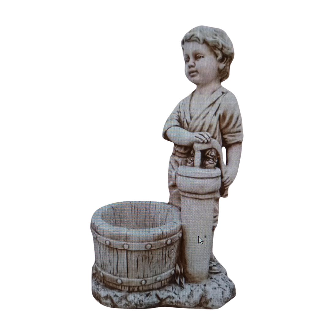 Boy With Wooden Bucket Planter 40x28x66cm