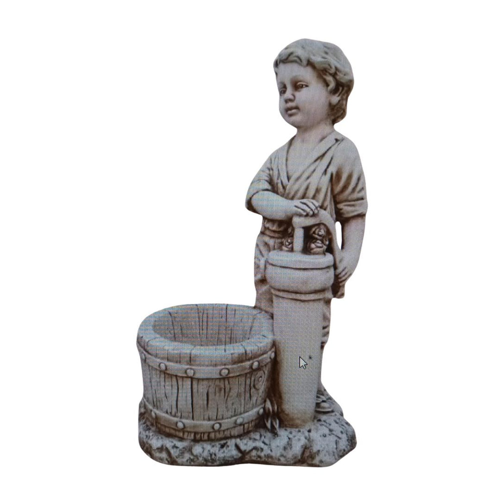 Boy With Wooden Bucket Planter 40x28x66cm