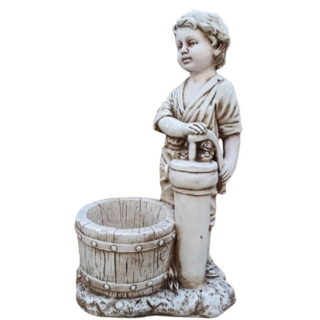 Boy With Wooden Bucket Planter 40x28x66cm