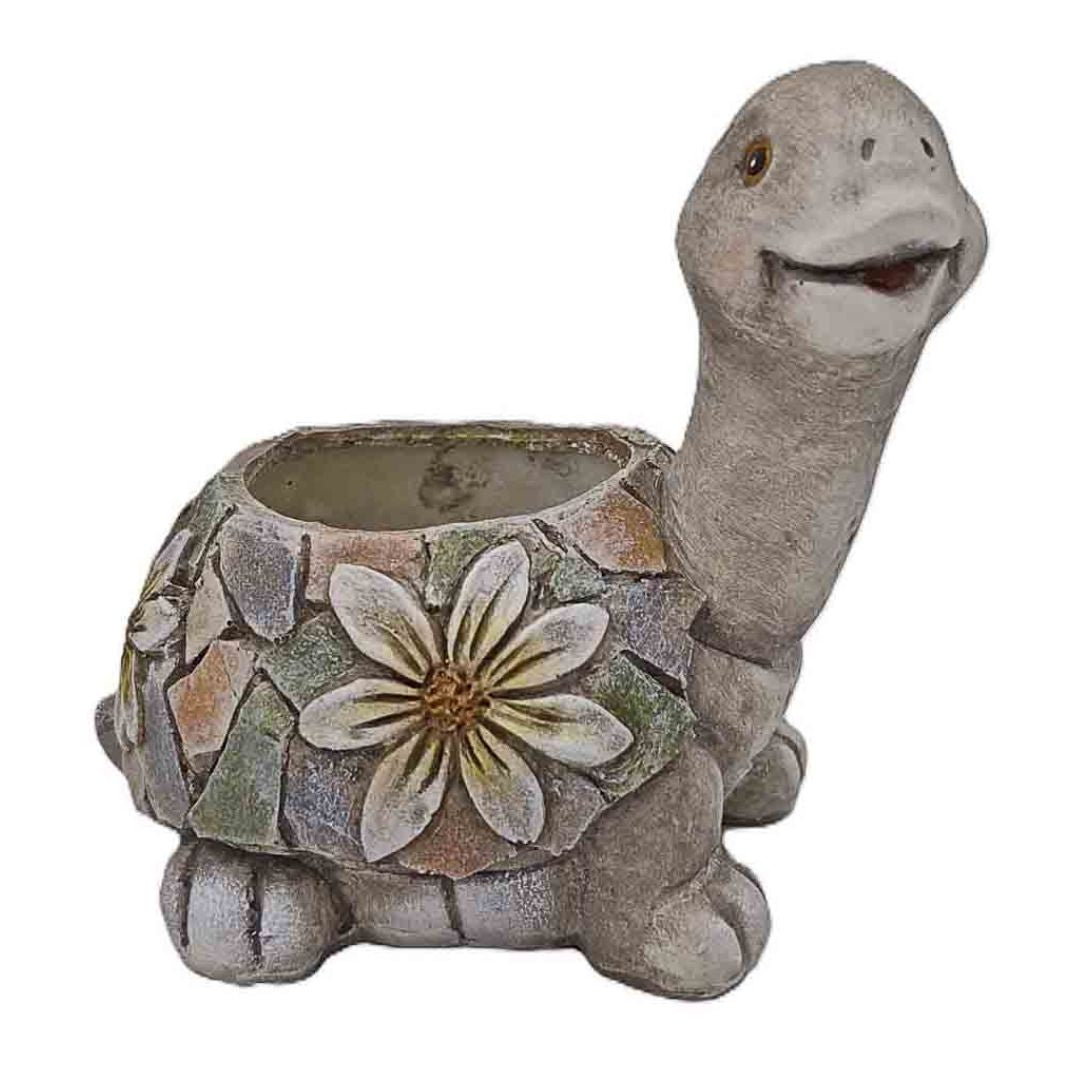 Flower Power Tortoise Planter - 16.2x12.6x15.3cm