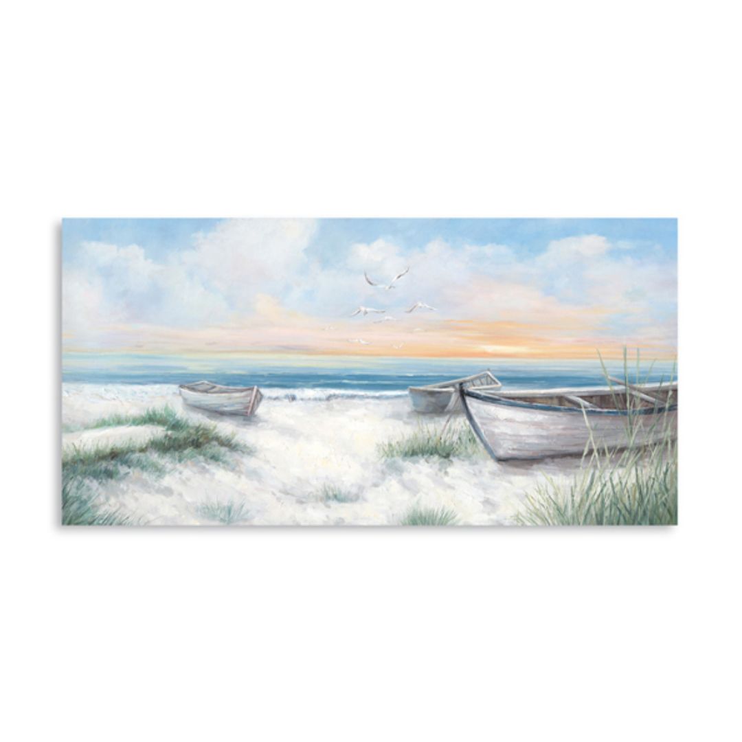 Boats On The Beach Canvas 120x60x3cm
