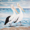 Pelicans Hand Painting 80x80x2.5cm
