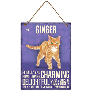 Metal Ginger Cat Wall Hanging 20x27