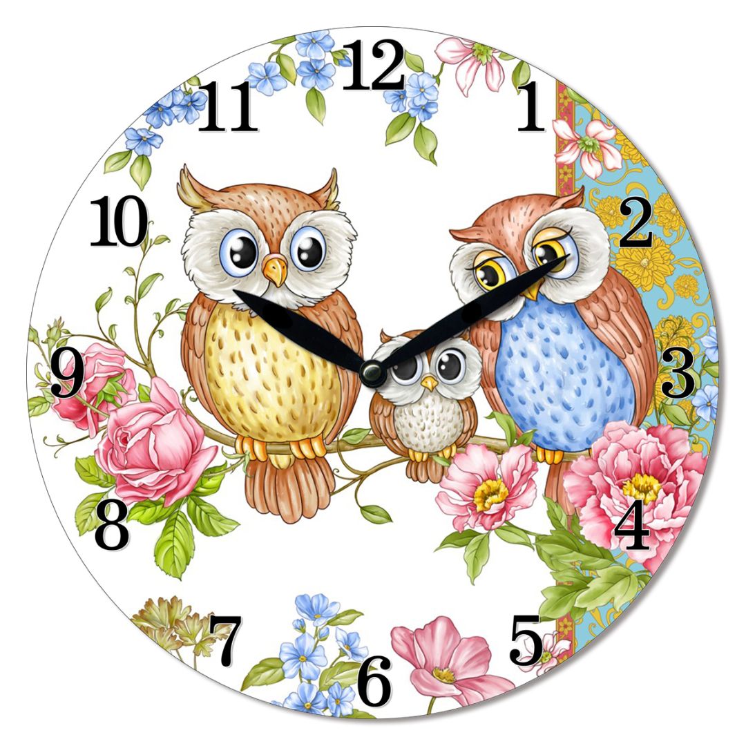 Owls Family Wall Clock 28.8cm