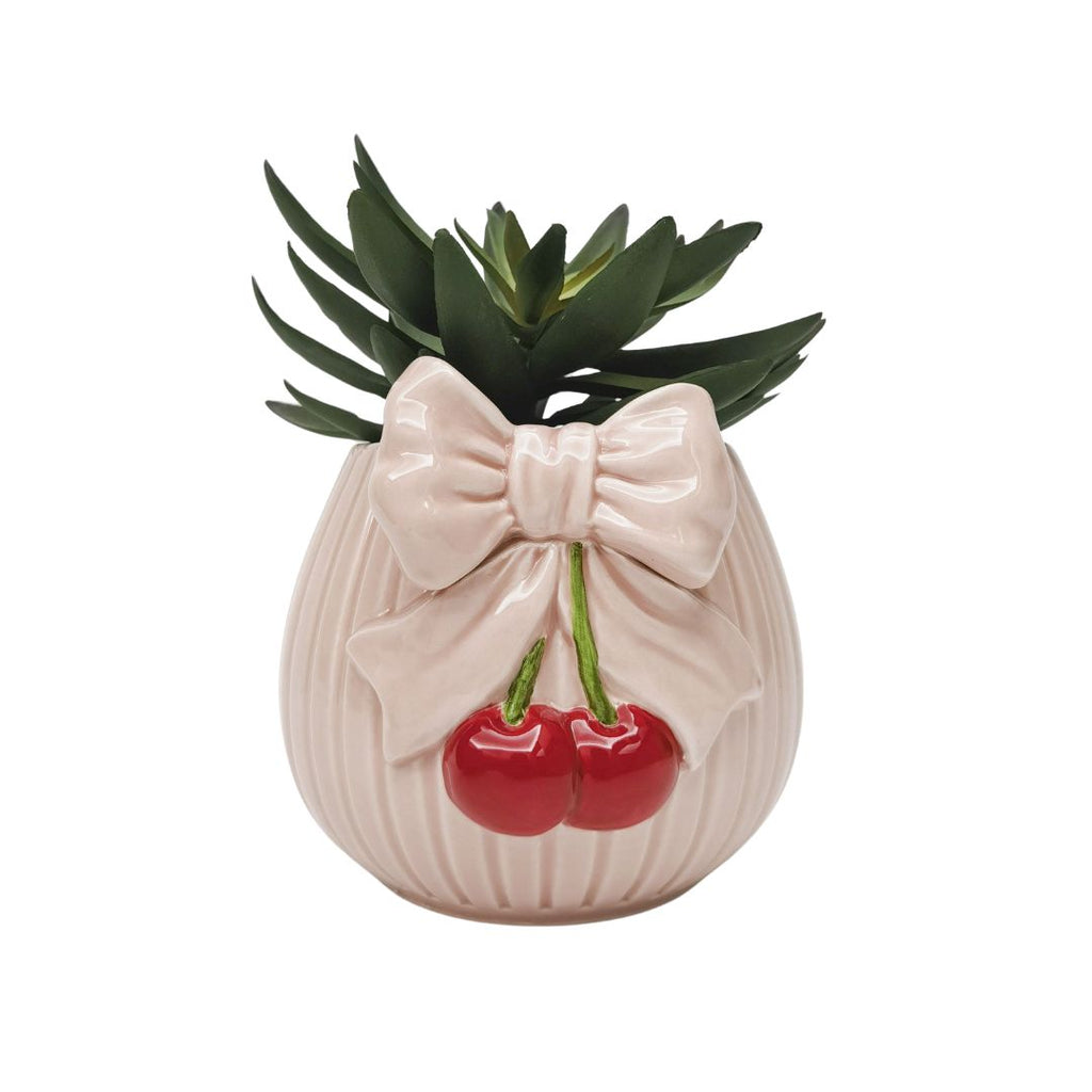 Cherry Bow Planter Pink/red 14cm