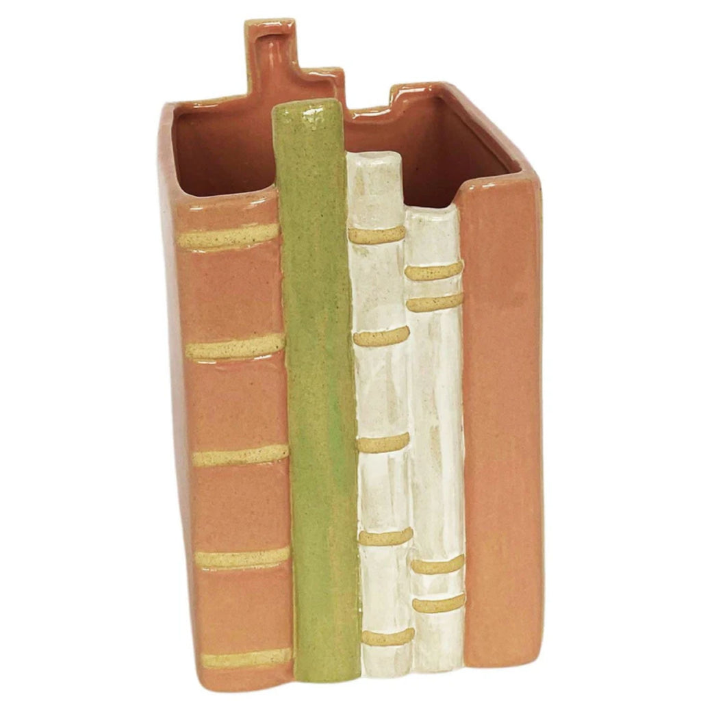 Aspen Book Planter Pink, Green & White 21cm