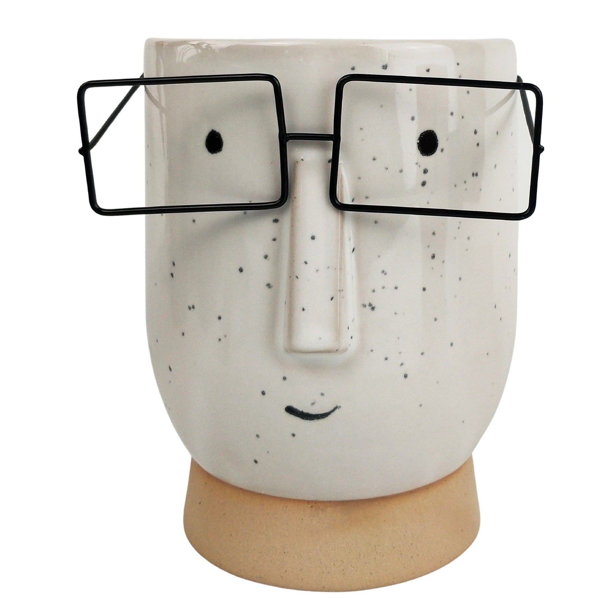 Blake With Glasses Tall Planter White 15cm