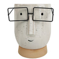 Blake With Glasses Tall Planter White 15cm