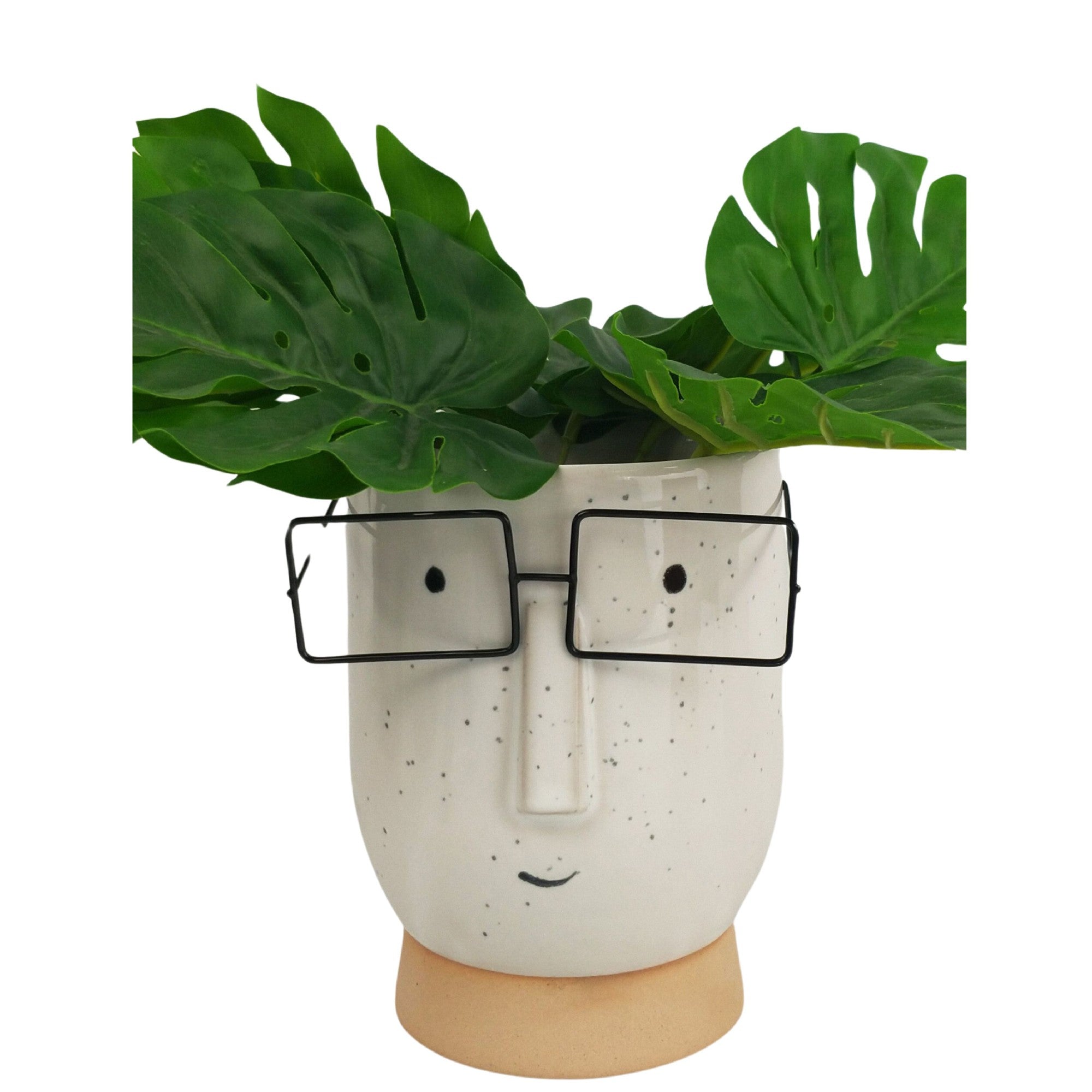 Blake With Glasses Tall Planter White 15cm