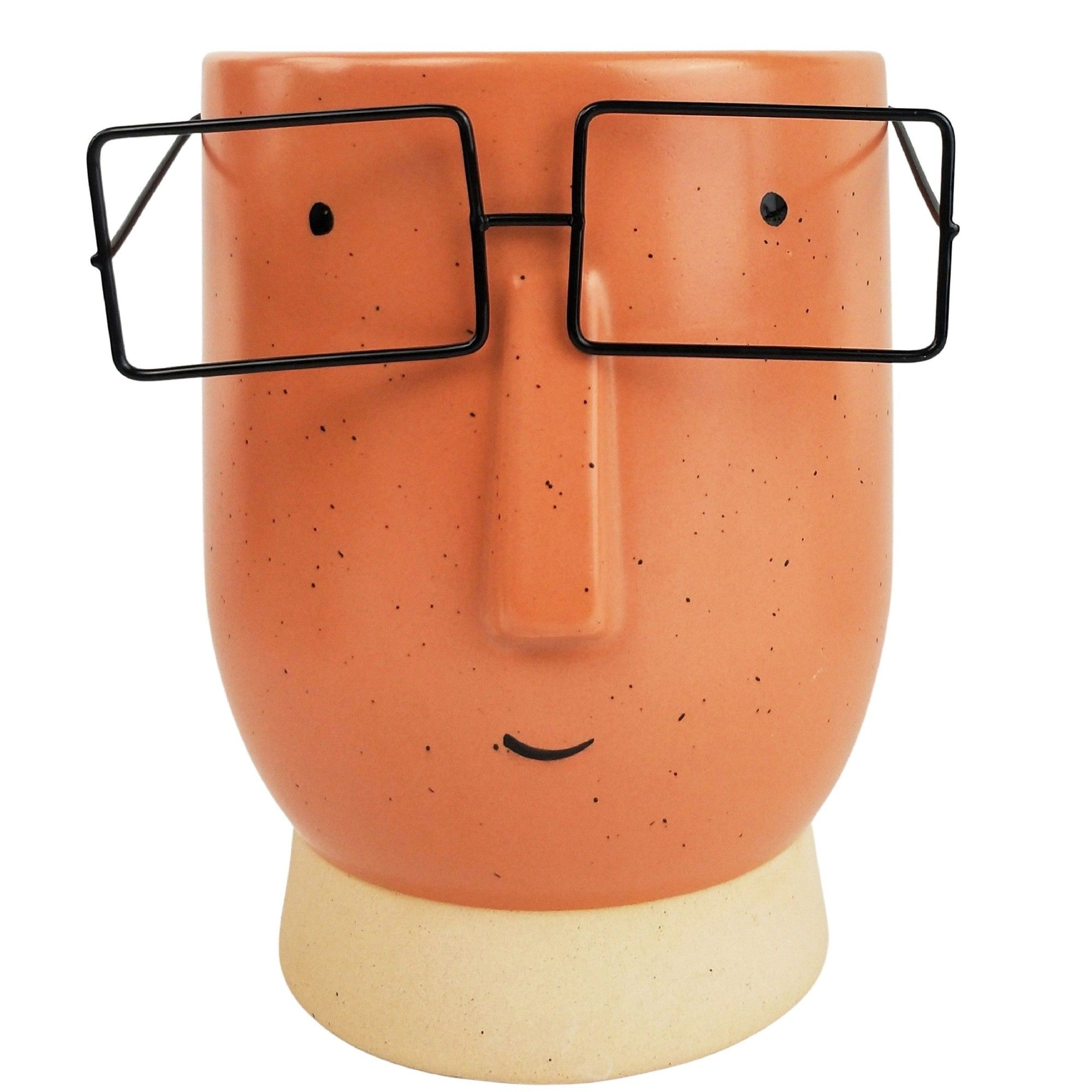 Blake With Glasses Tall Planter Terracotta