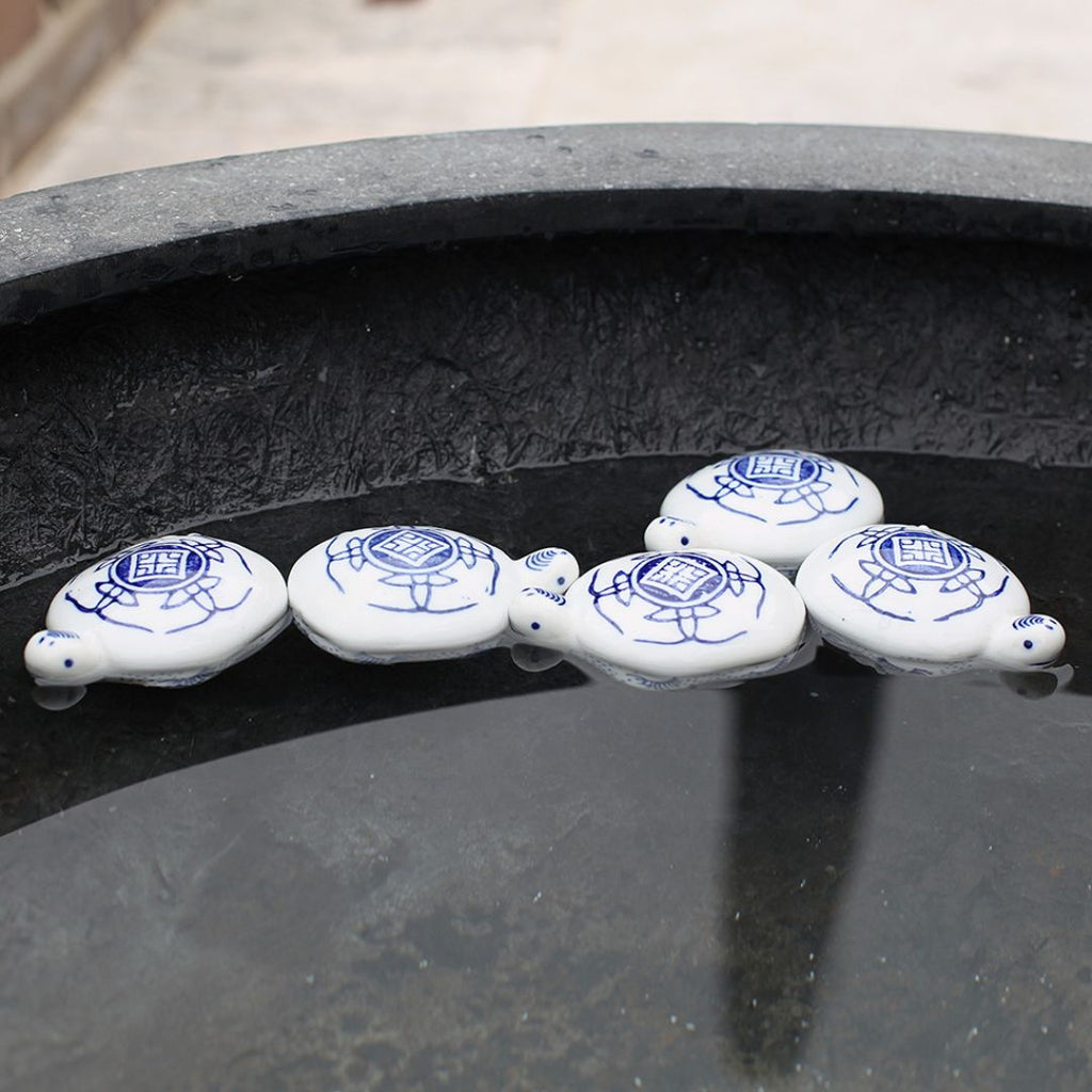 Small Blue And White Turtle 6.50x3.50x8.50cm