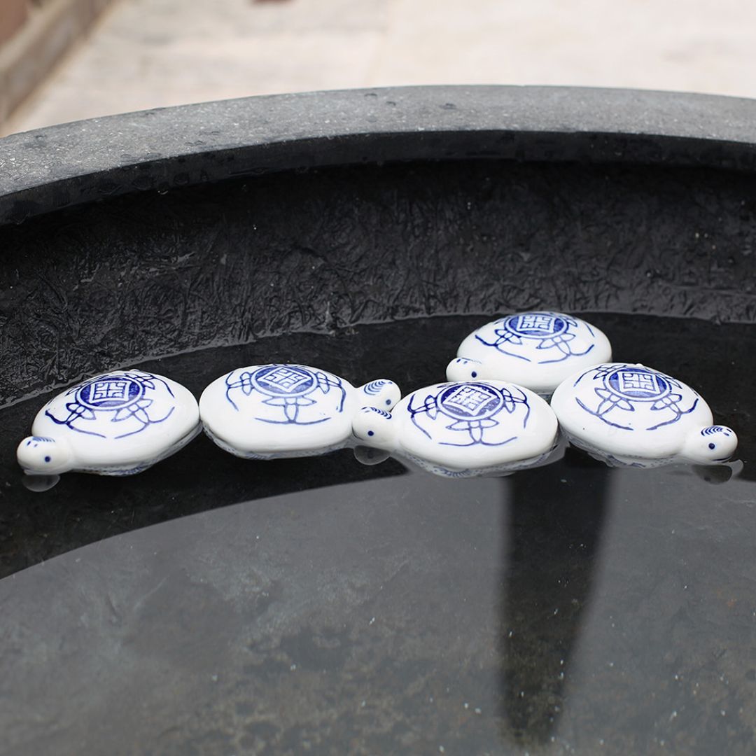 Small Blue And White Turtle 6.50x3.50x8.50cm