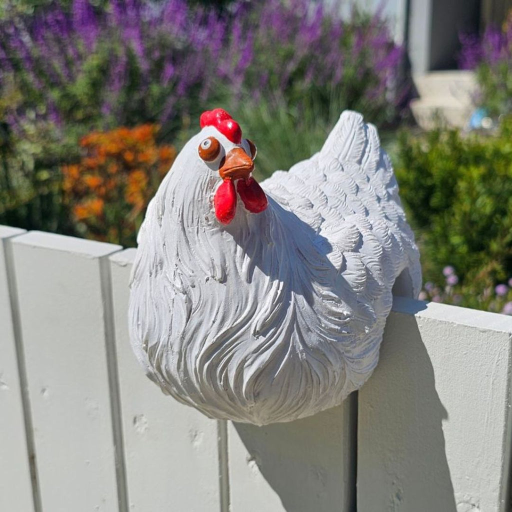 Fence Hen White 14x15x11cm