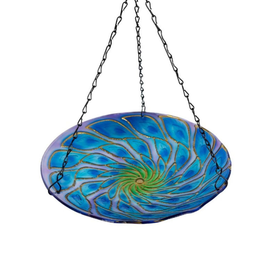 Glass Peacock Birdfeeder 28x50x28cm