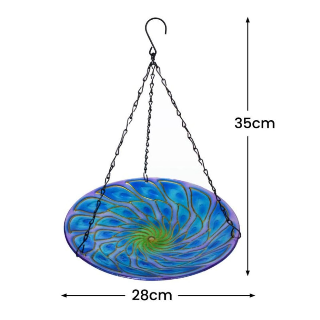 Glass Peacock Birdfeeder 28x50x28cm