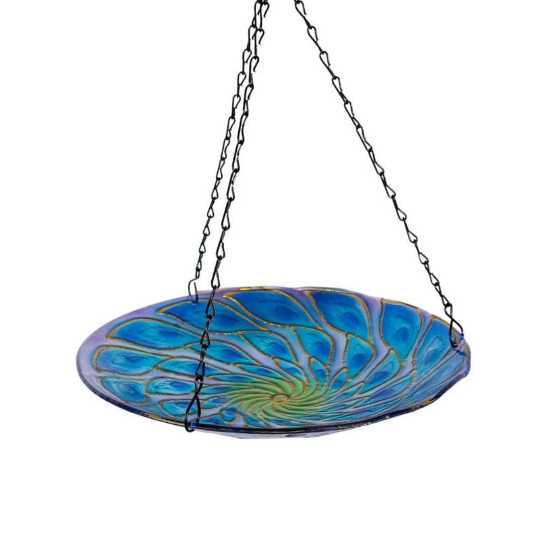 Glass Peacock Birdfeeder 28x50x28cm