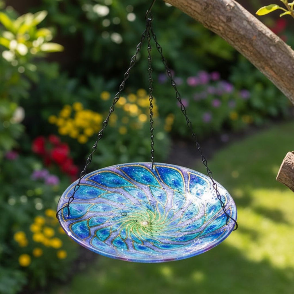 Glass Peacock Birdfeeder 28x50x28cm