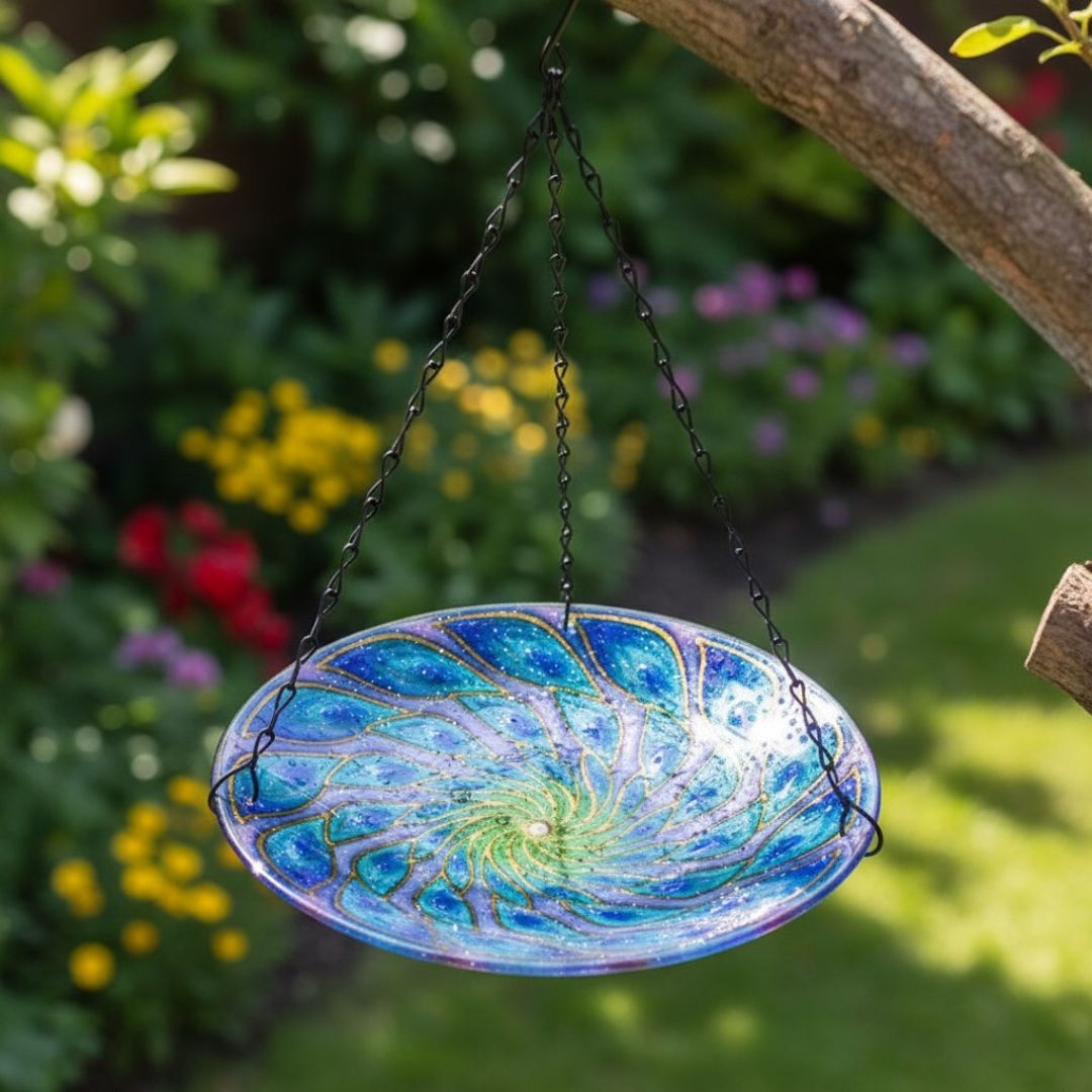 Glass Peacock Birdfeeder 28x50x28cm