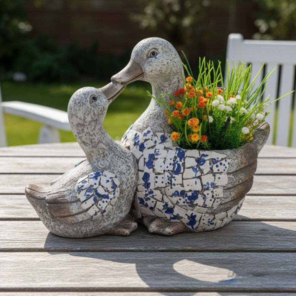 Bronrob Resin Floral Duck Planter 38.50x27.50x20.50cm