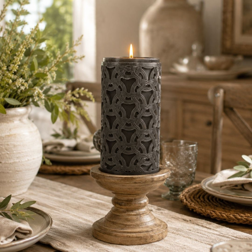 Link Pillar Candle Grey Medium