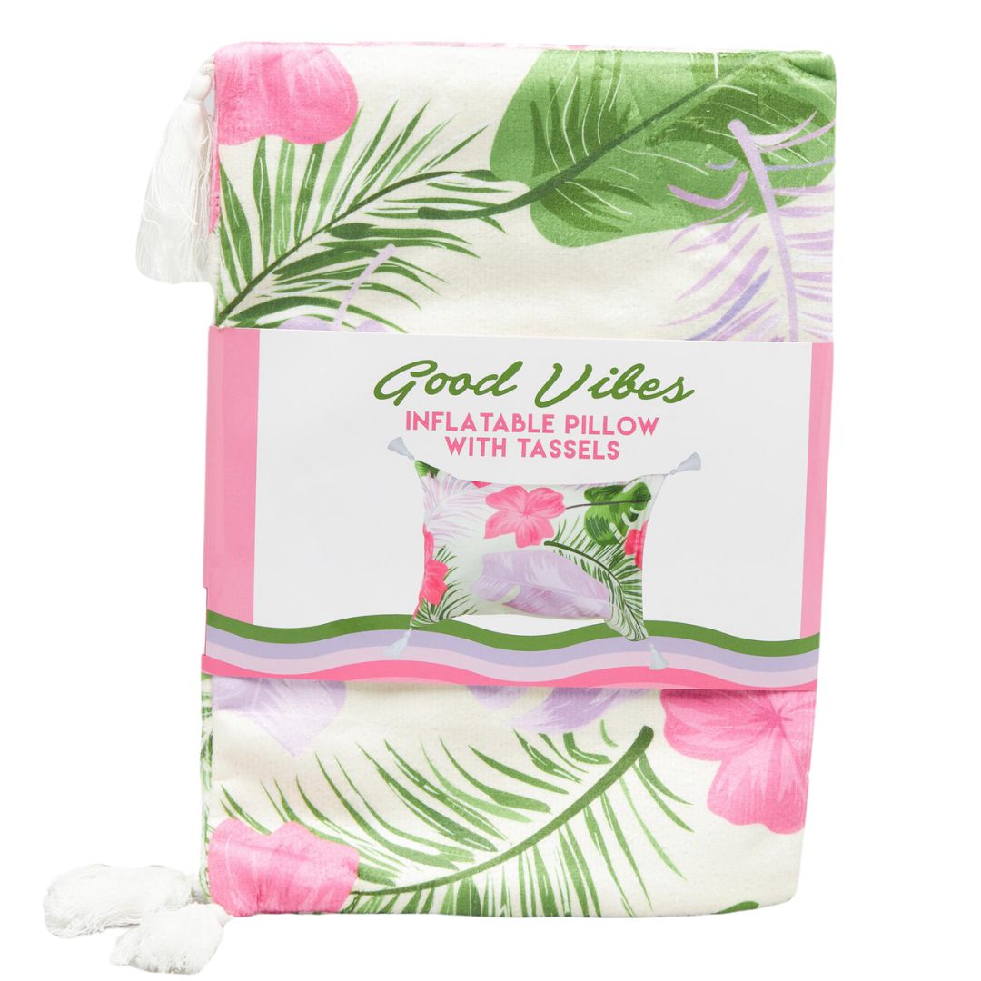 Inflatable Beach Pillow Hawaiian Shore With Tassels