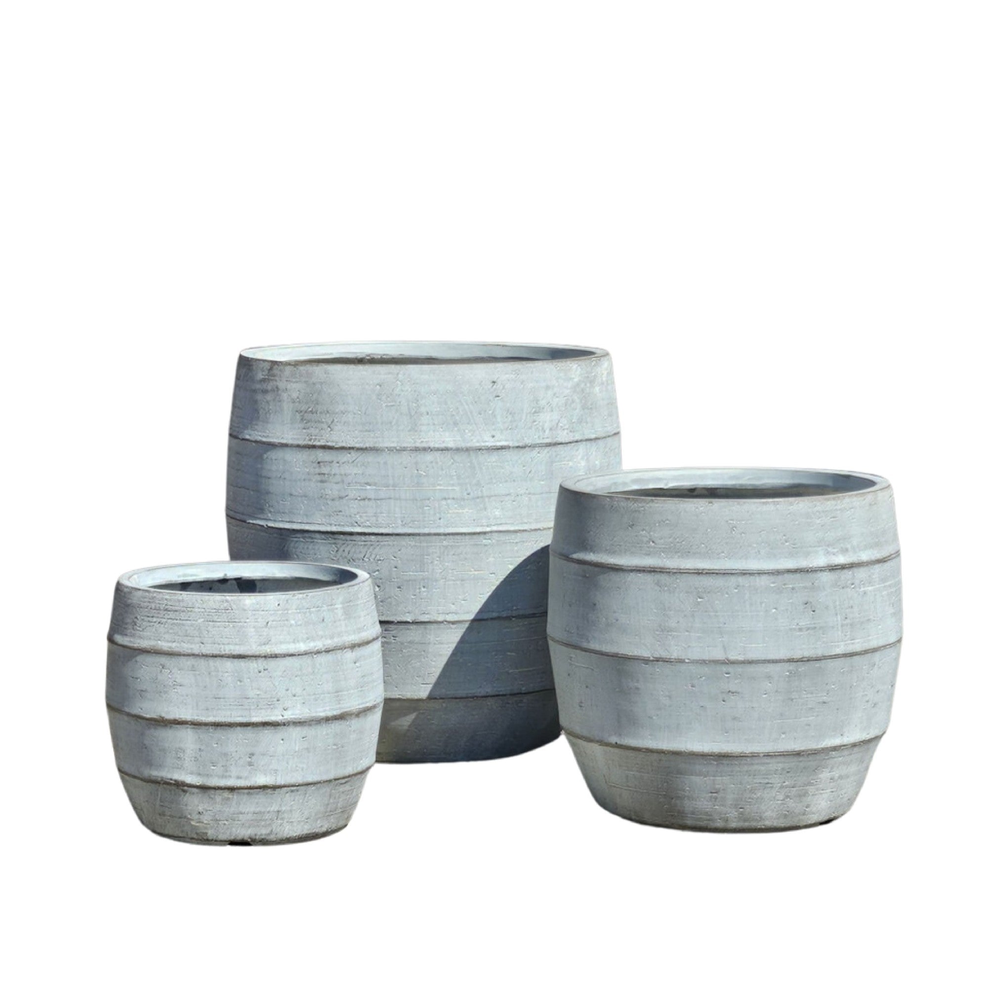 Geolite Lined Barrel Planter Greywash [sz:large Clr:grey Wash]