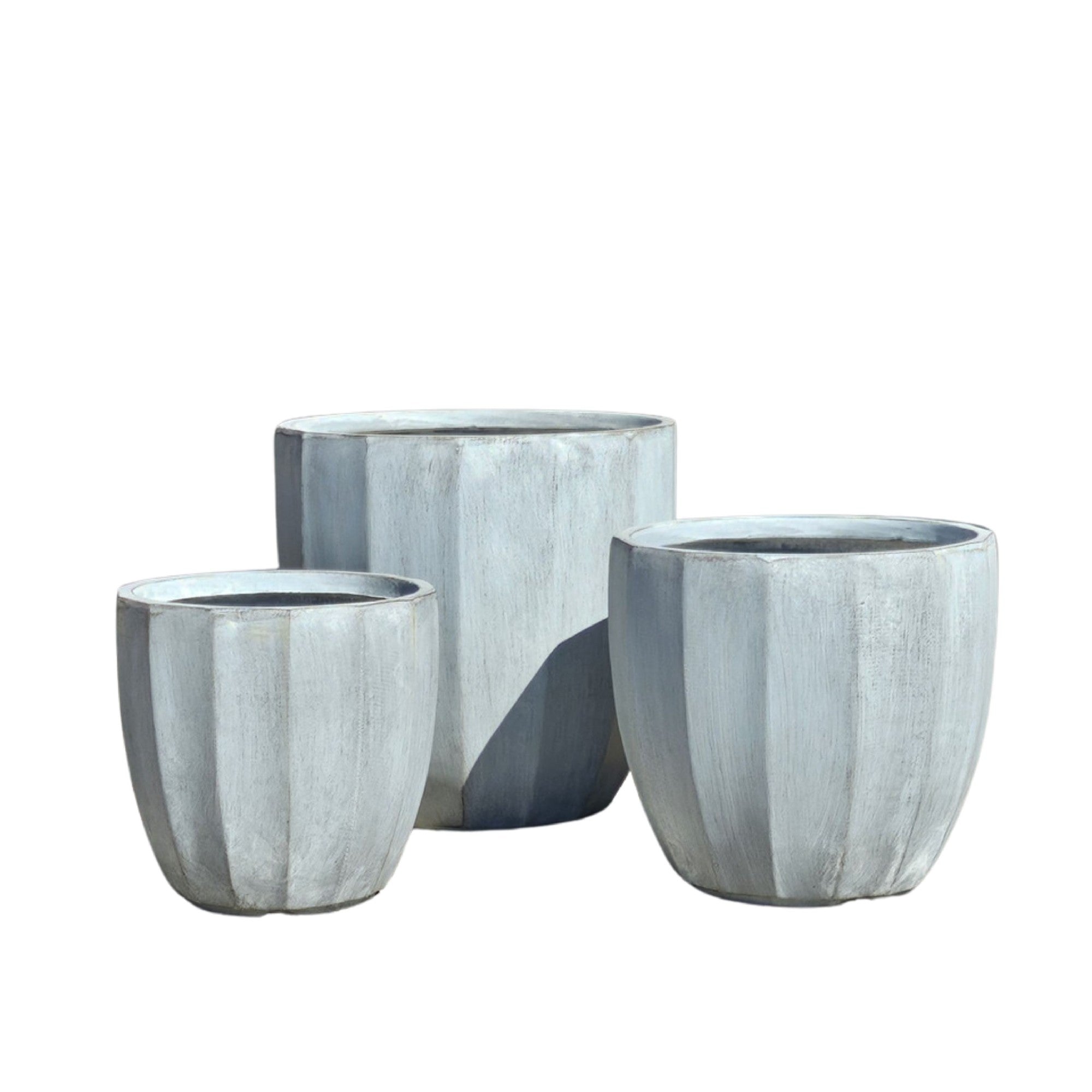 Geolite Ribbed Olive Planter Greywash [sz:large Clr:grey Wash]